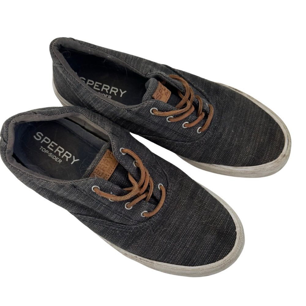 Sperry Top Sider Men's Striper II CVO Sneaker Dark Gray with Leather Lace Size 8